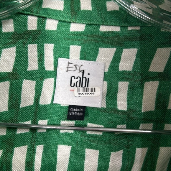 CAbi Circuit green white plaid linen jacket size medium - Picture 4 of 11